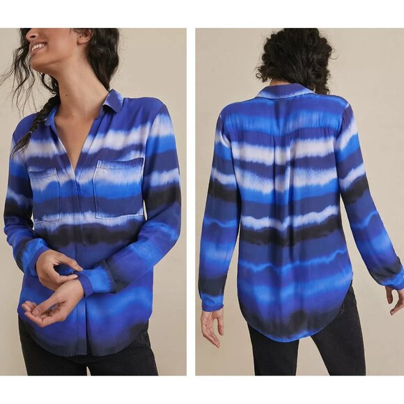 Cloth & Stone Anthropologie Blue Classic Button Blouse - 35598 - Picture 2 of 15